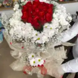 XXL Papatya ve Gül Buketi - Hasır Paket