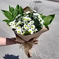 Kraft Kağıtta Papatya Buketi